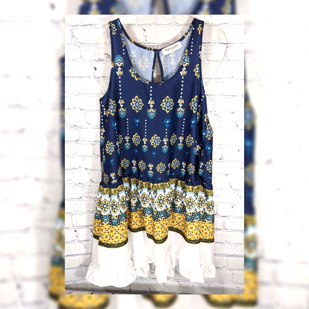 Impressions Floral Shift Mini with Ruffled Hem